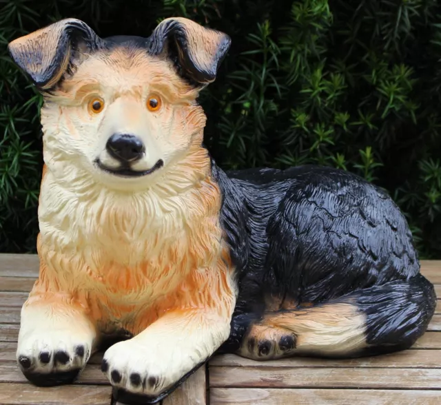 Süsser Labrador Welpe L:18cm Hund Deko Figur Tierfigur natürlich wetterfest  hell
