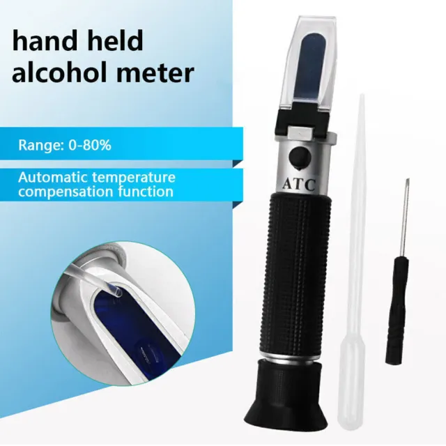 0-80% Handheld Alkohol Refraktometer ATC Alcoholmeter Liquor Tester Werkzeu U6B4