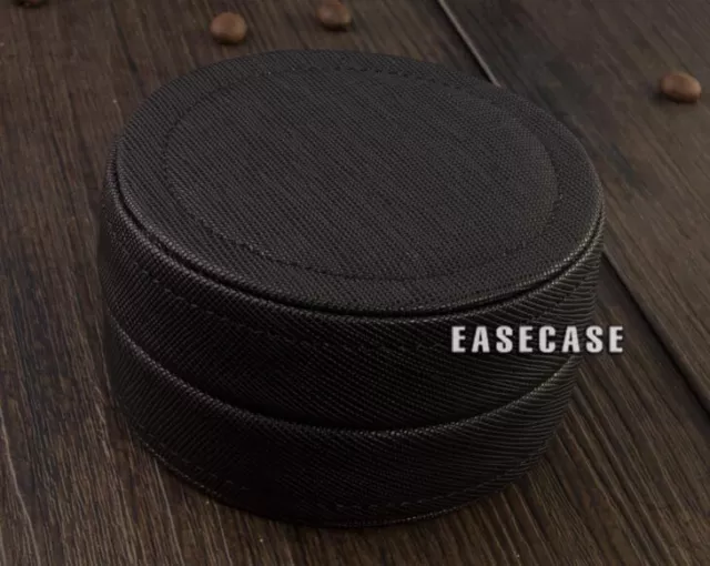 EJ-B EASECASE Custom-Made Genuine Leather Portable Mini Round Case For Earphone