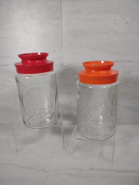 2 Vintage 7" Anchor Hocking Glass Jar Canisters- Church Lily's of the valley
