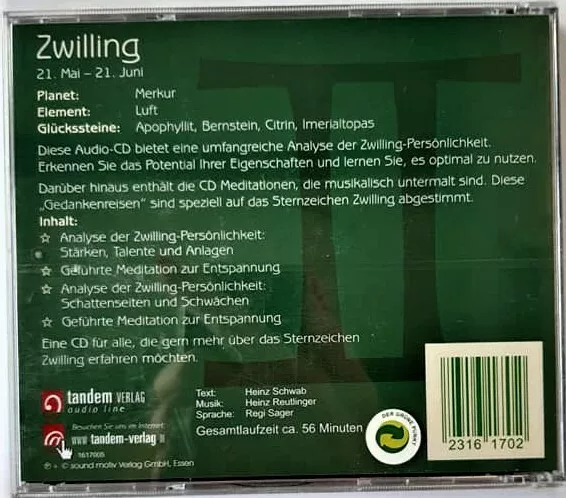 Sternzeichen * Musik und Entspannung im Zeichen der Sterne Zwilling * OVP * 2