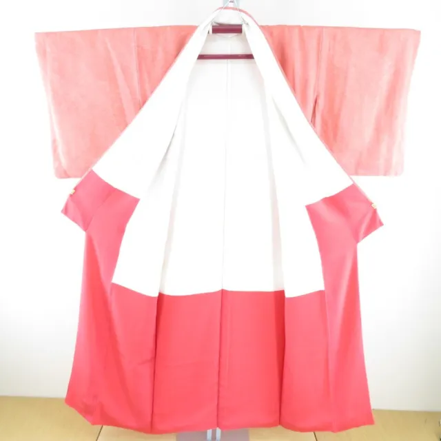 Komon kimono Silk Writer pattern pink 59.8inch Women's 2