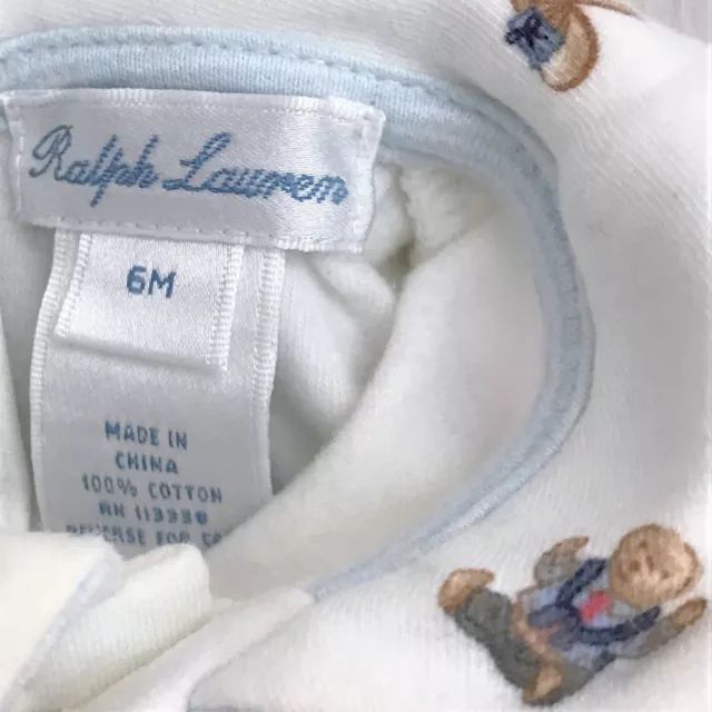 Ralph Lauren Baby Teddy Bear Coverall One Piece Outfit Infant Boys 6 mths - Mint 2