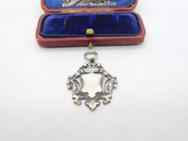 Sterling Silver Regal Watch Chain Fob Medal 1913 Birmingham Antique