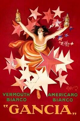 Poster Manifesto Locandina Pubblicità Aperitivo Vermouth Gancia Stampa Vintage