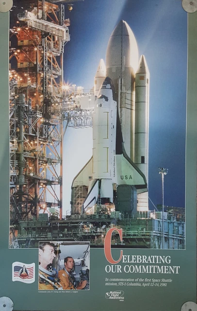 NASA Poster 10th Anniversary First Space Shuttle STS-1 Columbia 34" x 22"