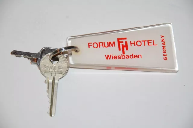 Vintage FORUM HOTEL Room Key and Fob - Wiesbaden, Hesse, Germany