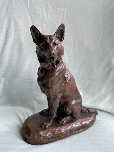 Antique Jennings Brothers Bronze Metal German Shepard Figurine JB 2155