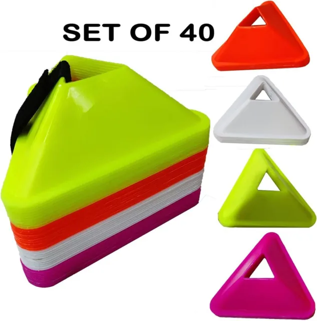 22YardsPro Agility Training Space Filed Marker Football Triangle Cones Set Of 40