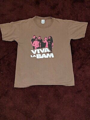 VIVA LA BAM large men's tshirt. Bam Margera. Ryan Dunn. MTV. Brown/Pink shirt