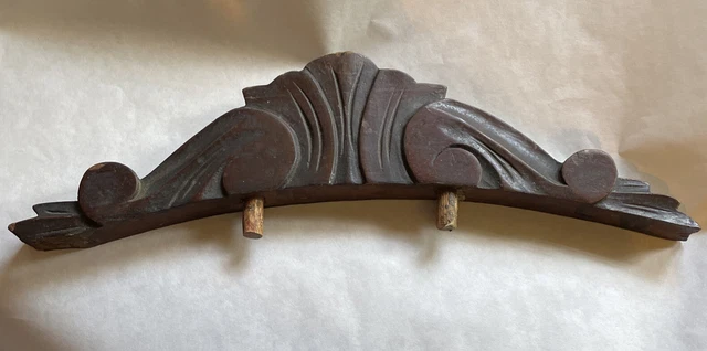 Antique Carved 13.5” Pediment Architectural Salvage Furniture Part