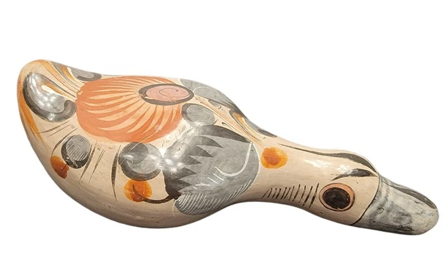 Vintage Mexico Mexican Tonala Hand Painted & Signed Duck Ceramic Mallard 3x9