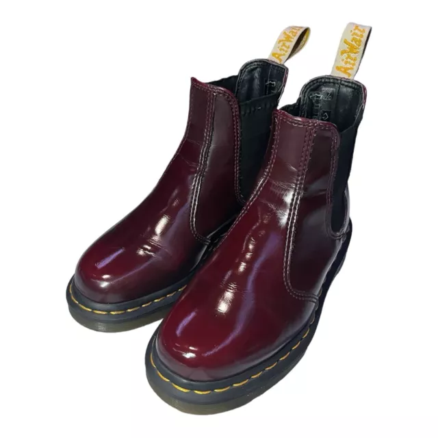 Dr. Doc Martens 2976 Vegan Chelsea Boots  Cherry Red Slip On Oxford UK Size 3