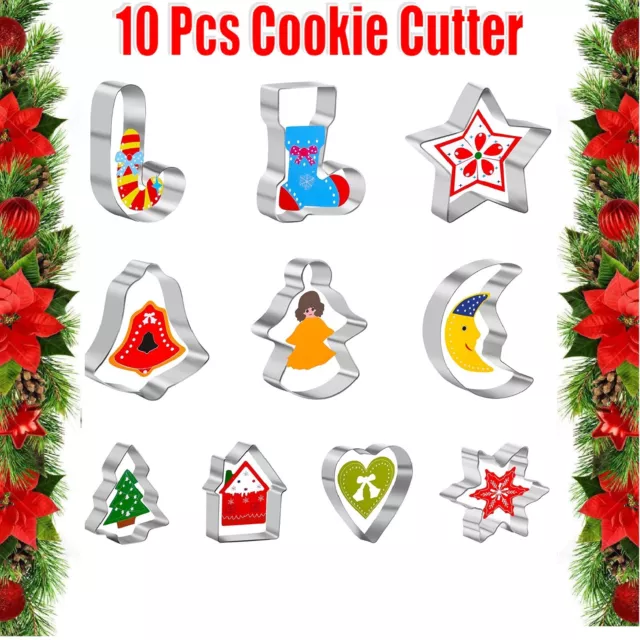 10 Pcs Mini Cookie Biscuit Shape Cutter Stainless Steel Set DIY Baking Mold Tool