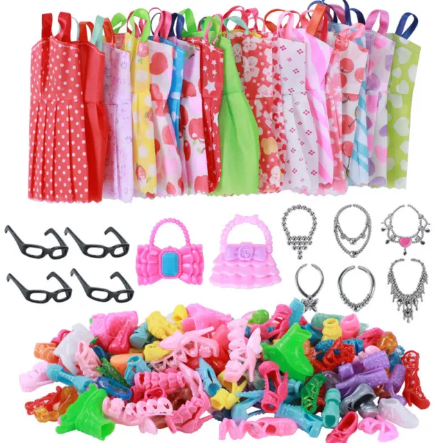 Doll Clothes And Accessories For Barbie Doll Party Dress Outfit Glasses  Shoes 32