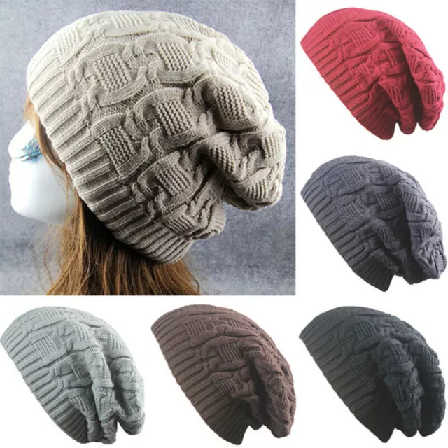 Women Beanie Hat Cap Slouch Winter Unisex Knitted Baggy Warm Crochet Caps Bonnet