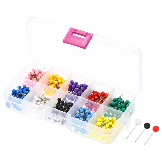 Spingi Perni,600pz Plastica Rotondo Testa Pollice Acciaio Punto,Multicolore
