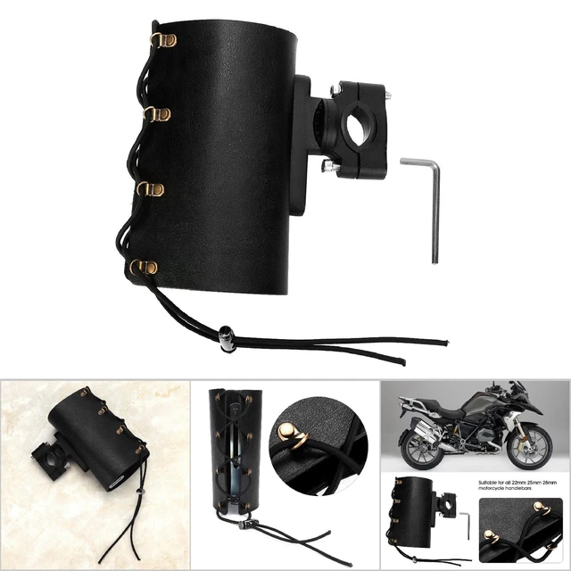 (Noir 5-15-5)Auto Porte-gobelet Moto En Cuir PU Réglable Moto Moto Bouteille