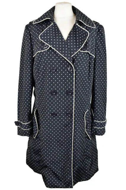 HOBBS Blue Coat Jacket size Uk 16 Womens Polka Dot Double Breasted