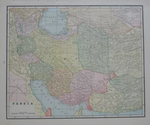 Original 1893 Map PERSIA Teheran Herat Qom Khorasan Tabriz Iran Strait of Hormuz