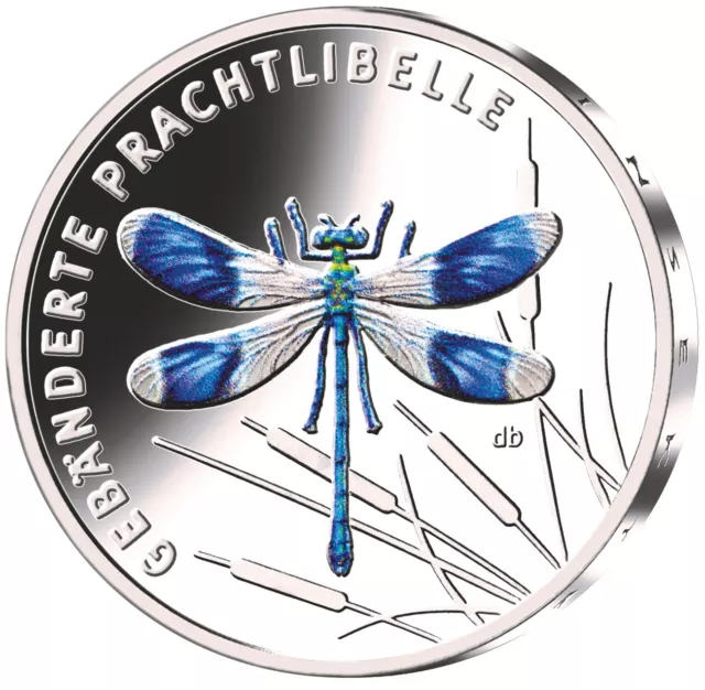 5 Euro Münze Gebänderte Prachtlibelle 2023 Wunderwelt Insekten Hamburg J