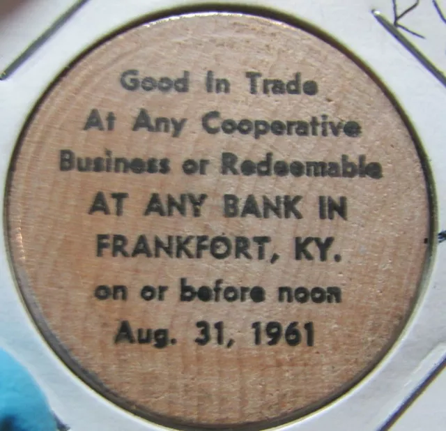 1961 Frankfort, KY Centennial Wooden Nickel Token - Kentucky