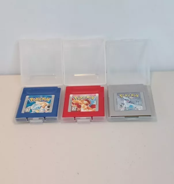 Pokemon Red + Silver + Blue Version Nintendo Game Boy Color Authentic 3 Game Lot