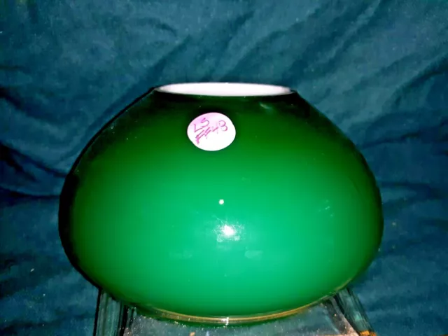 RARE   1870 - 1890 Green cased glass student oil lamp shade 1-9