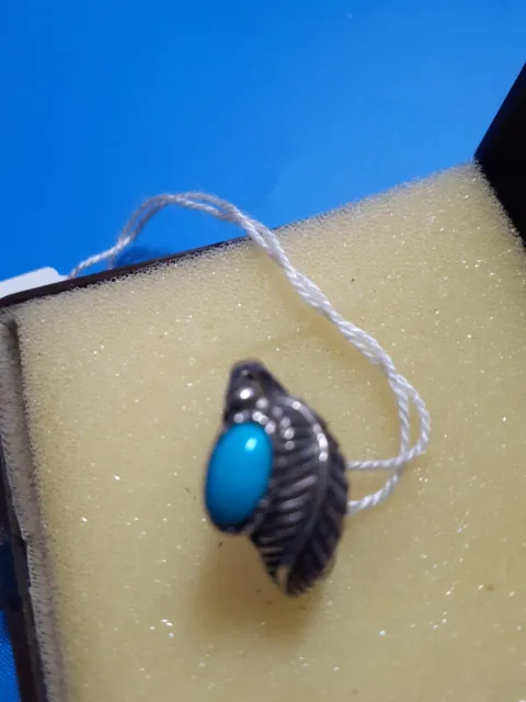 Indianer Schmuck Silber Türkis mit Feder Ring  Ringgröße 60 (19,1mm)