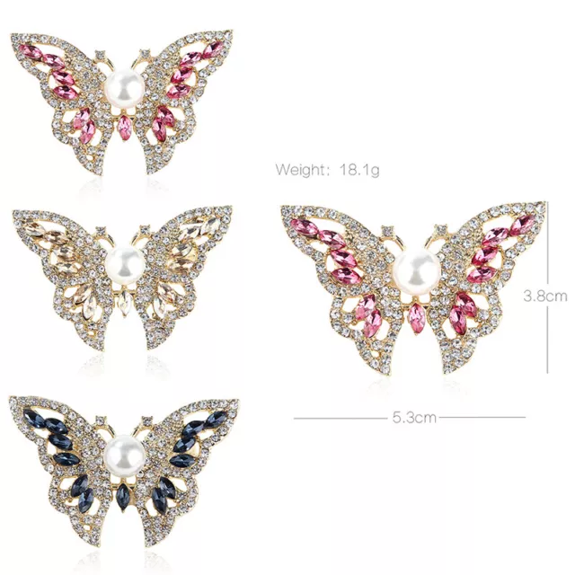 1Pc Rhinestone Butterfly Brooches Women Elegant Crystal Insect Brooch Pins G-7H