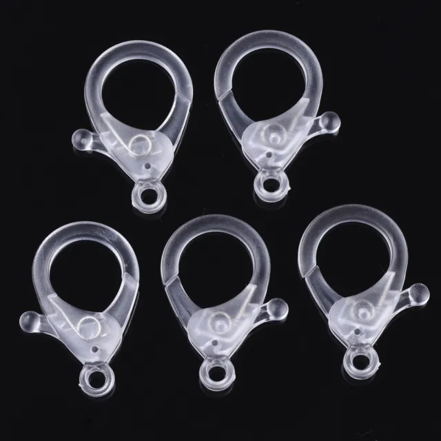 15 Pcs Plastic Lobster Claw Clasps Clear Clips Bag Hook Findings Keychain DIY