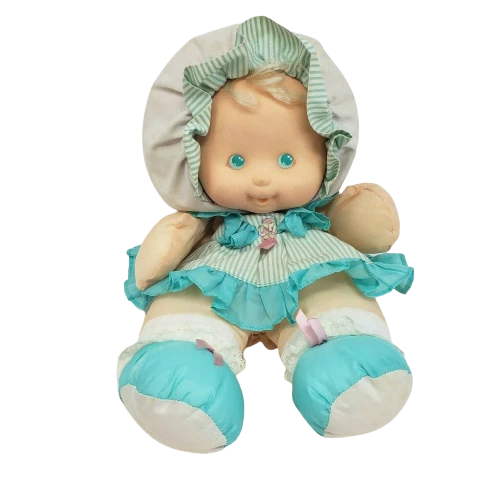 Fisher Price 1991 Puffalump Kids 4076 Rubber Face Doll Teal Stuffed Animal Plush