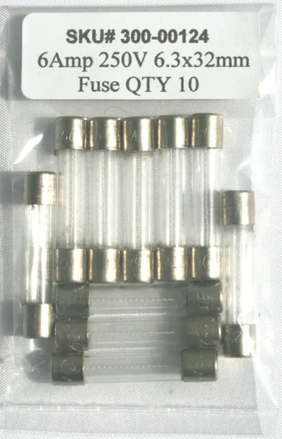 6 amp 250v / 6.3x32mm fuse / 6AMP 250 volts / Fast Blow / Lot of 10