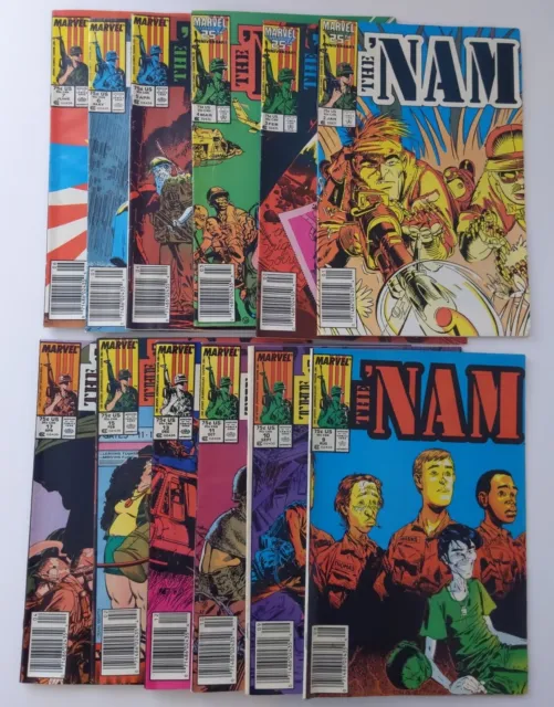 Marvel The Nam 12 Comic book Lot #2-7, 9-11, 13, 15, 17 All Newsstand