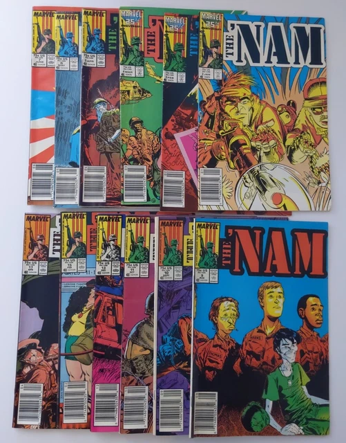 Marvel The Nam 12 Comic book Lot #2-7, 9-11, 13, 15, 17 All Newsstand