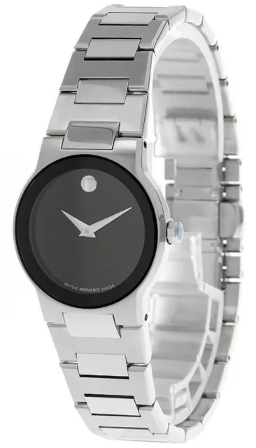 MOVADO Museum 27MM Sapphire Quartz SS Black Dial Women's Watch 0605806