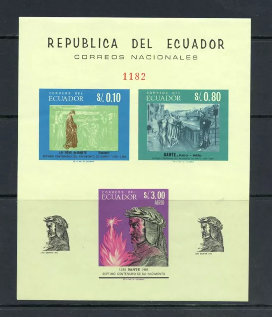 R2355 Équateur 1966 Dante Imperf Feuille MNH