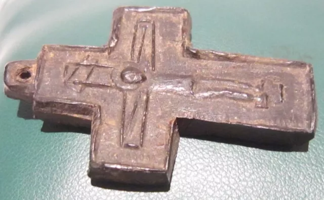 ORIGINAL POST BYZANTINE, MEDIEVAL 1300–1600s. CROSS MADE FROM PRESSED SKIN # 54A 3