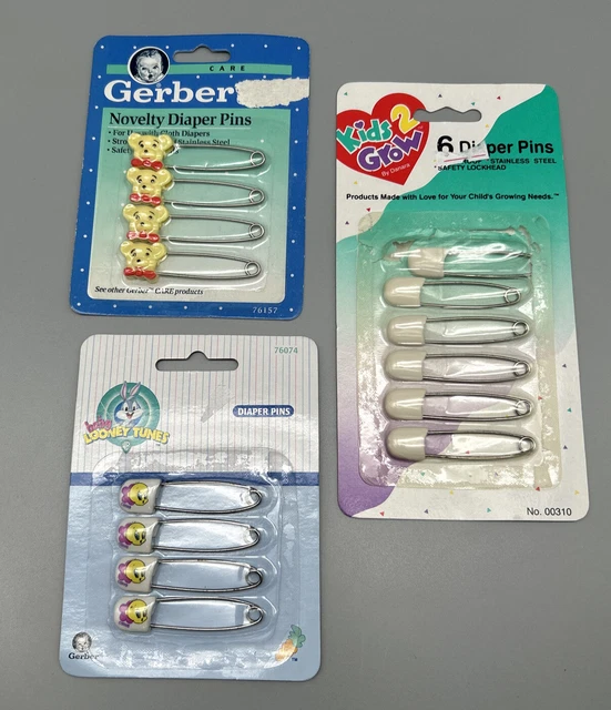 Lote De Colección De Alfileres Pañales Bebé GERBER Osos Looney Canciones Selladas De Nuevo de Edición