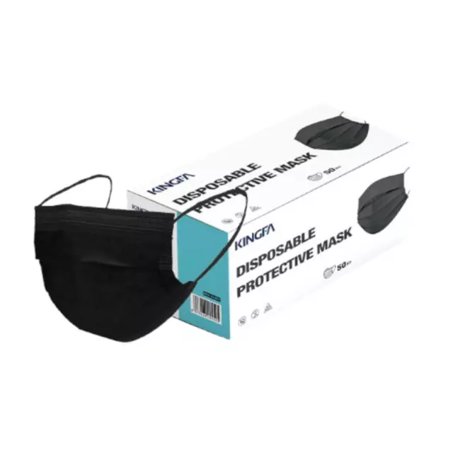 Face Mask 50/2500 PCS Adult Black Disposable Masks 3-Layer Filter Protection