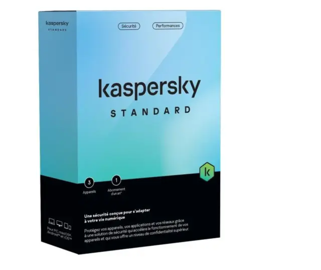 KASPERSKY STANDARD VERSION BOITE COMPLETE 3 postes / 1 an pas que anti-virus