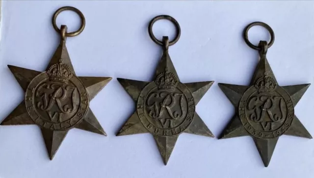 Set Of 3 Star Medal,Italy,Burma,1939-45