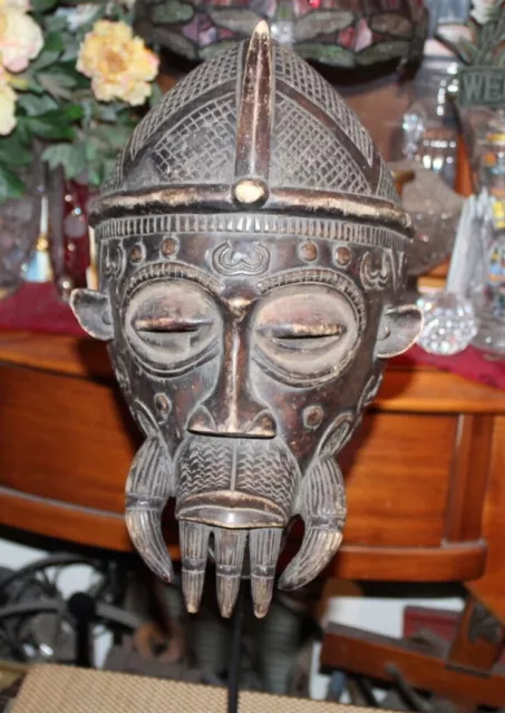 Lulua Tribe Congo Africa Wood Carved Tribal Mask Detailed