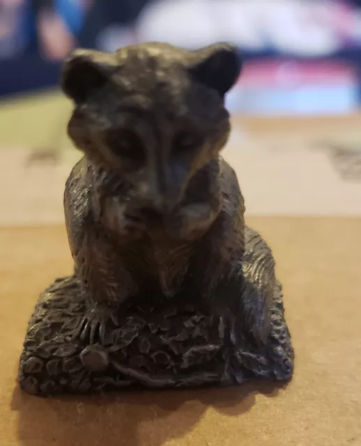 Vintage THE RACCOON Pewter Figurine by Jane Lunger ©FM 1981 Franklin Mint.