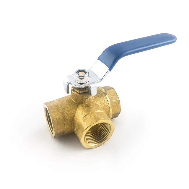 3 Way Ball Valve Lever Handle NPT Female 1/2"  Forged Brass Stainless Steel NEW