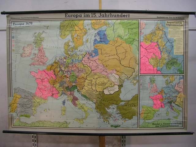 SCHULWANDKARTE WANDKARTE ROLLKARTE Karte Map Europa Europe 15 Jh schulwandkarte-wandkarte-rollkarte-karte-map-europa-europe-15-jh