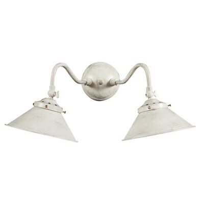Applique lampada da parete in ottone bianco con campana a doppio cono 20 cm