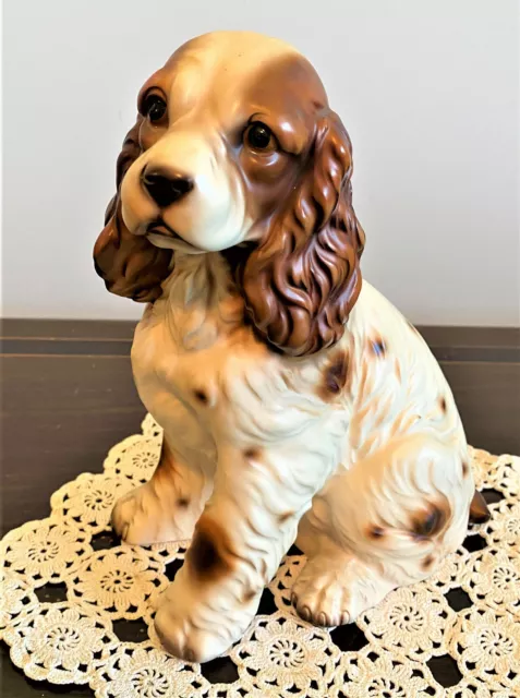 Hand-Painted Large Bisque Spaniel Figurine by House of Global Arts