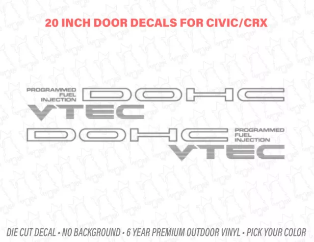 JDM DOHC VTEC Programmed Fuel Injection 2 Door Decals for EG EF EK Civic CRX SiR