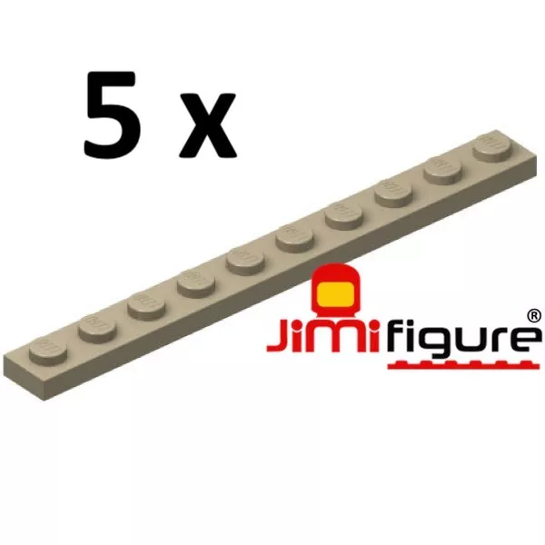 NEW 5 x LEGO Plate 1x10 Dark Tan 4477 Genuine Bulk Lot Sand Yellow 10x1